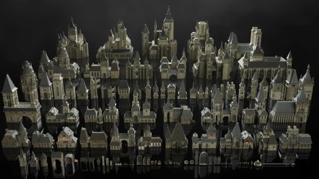 黑暗城堡建筑楼房3D模型 KitBash3D – Dark Fantasy