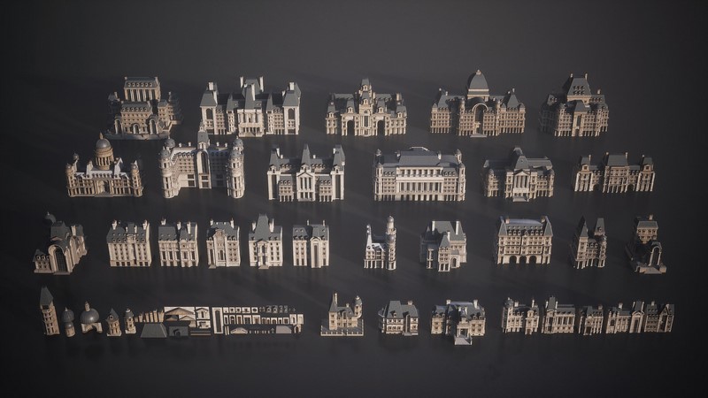 巴黎建筑楼房欧式建筑城堡3D模型 KitBash3D Parisian