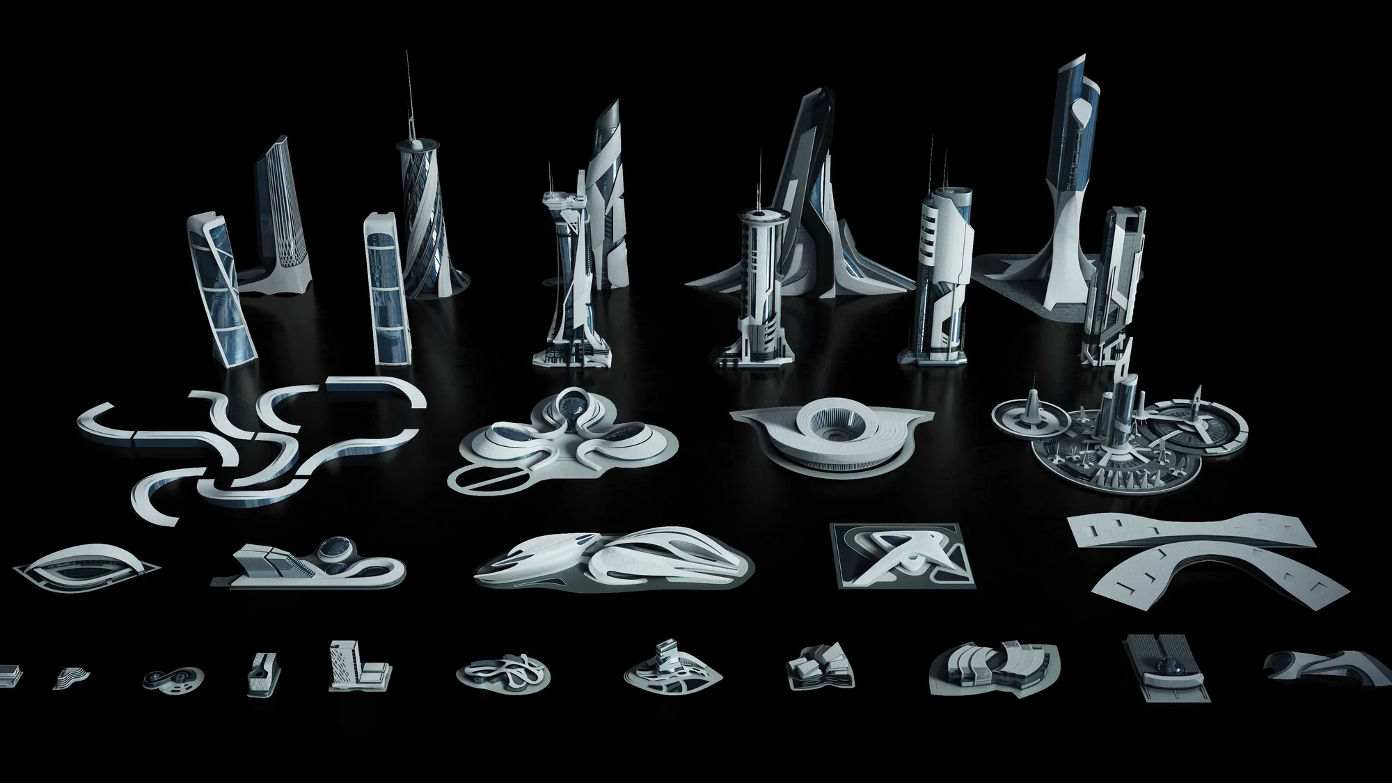 乌托邦未来概念城市建筑3D模型 Kitbash3D – Utopia