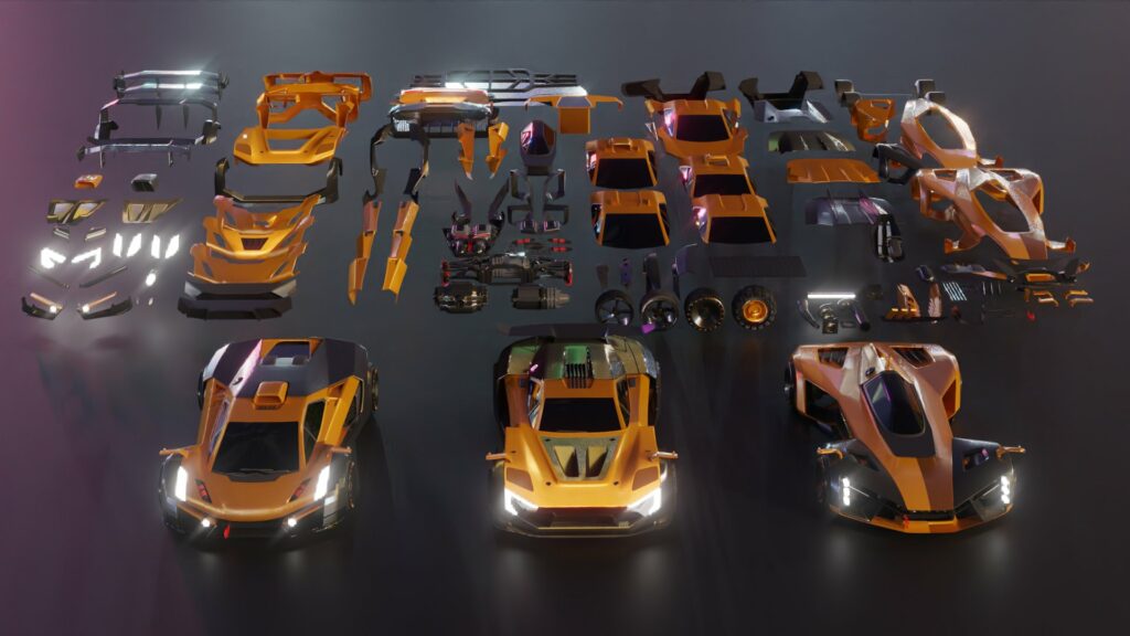 超级跑车 概念3d模型Kitbash3D-Vehicles：Supercars